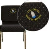 Embroidered HERCULES Series 21''W Stacking Church Chair In Black Dot Patterned Fabric - Gold Vein Frame - By Flash Furniture - Madison Seating