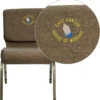 Embroidered HERCULES Series 21''W Stacking Church Chair In Brown Fabric - Gold Vein Frame - By Flash Furniture - Madison Seating