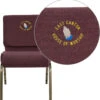 Embroidered HERCULES Series 21''W Stacking Church Chair In Plum Fabric - Gold Vein Frame - By Flash Furniture - Madison Seating -Furniture Sales Store Embroidered HERCULES Series 21W Stacking Church Chair in Plum Fabric Gold Vein Frame by Flash Furniture