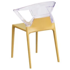Fascination Series Plastic Stacking Side Chair With Gold Seat And Transparent Back - By Flash Furniture - Madison Seating -Furniture Sales Store Fascination Series Plastic Stacking Side Chair with Gold Seat and Transparent Back by Flash Furniture 2