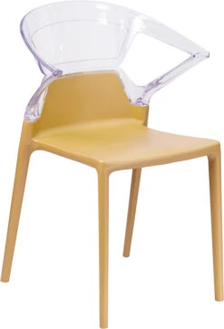 Fascination Series Plastic Stacking Side Chair With Gold Seat And Transparent Back - By Flash Furniture - Madison Seating