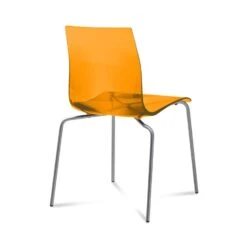 Gel Stacking Chair With Transparent Orange Seat Color By Domitalia - Madison Seating