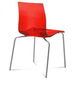 Gel Stacking Chair With Transparent Red Seat Color By Domitalia - Madison Seating
