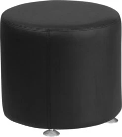 HERCULES Alon Series Black Leather 18'' Round Ottoman - By Flash Furniture - Madison Seating
