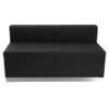 HERCULES Alon Series Black Leather Loveseat With Brushed Stainless Steel Base - By Flash Furniture - Madison Seating -Furniture Sales Store HERCULES Alon Series Black Leather Loveseat with Brushed Stainless Steel Base by Flash Furniture