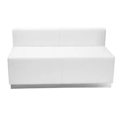 HERCULES Alon Series Melrose White Leather Loveseat With Brushed Stainless Steel Base - By Flash Furniture - Madison Seating