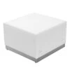 HERCULES Alon Series Melrose White Leather Ottoman With Brushed Stainless Steel Base - By Flash Furniture - Madison Seating -Furniture Sales Store HERCULES Alon Series Melrose White Leather Ottoman with Brushed Stainless Steel Base by Flash Furniture