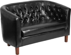 HERCULES Colindale Series Black Leather Tufted Loveseat - By Flash Furniture - Madison Seating