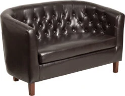 HERCULES Colindale Series Brown Leather Tufted Loveseat - By Flash Furniture - Madison Seating