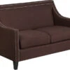 HERCULES Compass Series Transitional Brown Fabric Loveseat With Walnut Legs - By Flash Furniture - Madison Seating -Furniture Sales Store HERCULES Compass Series Transitional Brown Fabric Loveseat with Walnut Legs by Flash Furniture