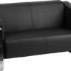 HERCULES Gallant Series Contemporary Black Leather Loveseat With Stainless Steel Frame - By Flash Furniture - Madison Seating -Furniture Sales Store HERCULES Gallant Series Contemporary Black Leather Loveseat with Stainless Steel Frame by Flash Furniture