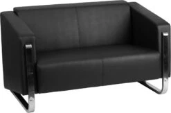 HERCULES Gallant Series Contemporary Black Leather Loveseat With Stainless Steel Frame - By Flash Furniture - Madison Seating