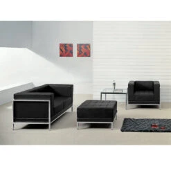 HERCULES Imagination Series Black Leather Loveseat, Chair & Ottoman Set - By Flash Furniture - Madison Seating