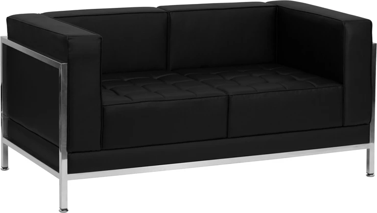HERCULES Imagination Series Contemporary Black Leather Loveseat With Encasing Frame - By Flash Furniture - Madison Seating 3 HERCULES Imagination Series Contemporary Black Leather Loveseat With Encasing Frame - By Flash Furniture - Madison Seating