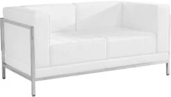HERCULES Imagination Series Contemporary Melrose White Leather Loveseat With Encasing Frame - By Flash Furniture - Madison Seating