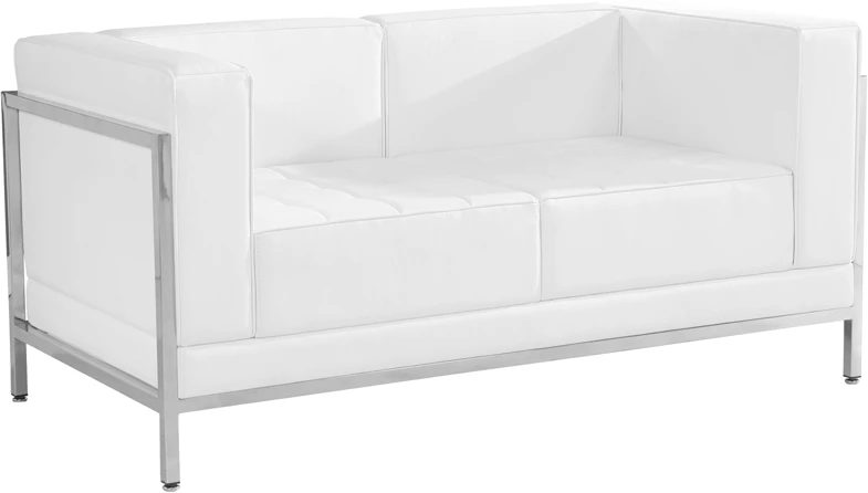 HERCULES Imagination Series Contemporary Melrose White Leather Loveseat With Encasing Frame - By Flash Furniture - Madison Seating 3 HERCULES Imagination Series Contemporary Melrose White Leather Loveseat With Encasing Frame - By Flash Furniture - Madison Seating