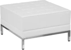 HERCULES Imagination Series Melrose White Leather Ottoman - By Flash Furniture - Madison Seating