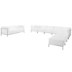 HERCULES Imagination Series Melrose White Leather Sectional & Sofa Set, 10 Pieces - By Flash Furniture - Madison Seating