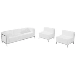 HERCULES Imagination Series Melrose White Leather Sofa & Chair Set - By Flash Furniture - Madison Seating