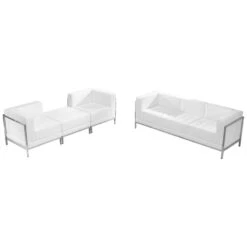HERCULES Imagination Series Melrose White Leather Sofa & Lounge Chair Set, 4 Pieces - By Flash Furniture - Madison Seating