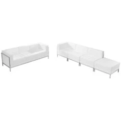 HERCULES Imagination Series Melrose White Leather Sofa & Lounge Chair Set, 5 Pieces - By Flash Furniture - Madison Seating