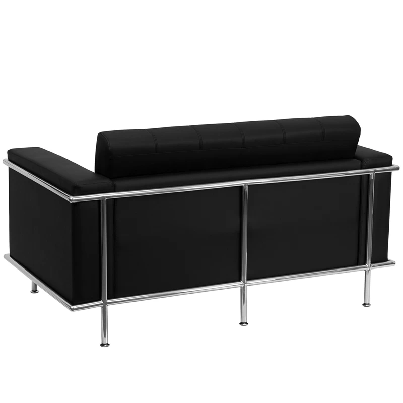 HERCULES Lesley Series Contemporary Black Leather Loveseat With Encasing Frame - By Flash Furniture - Madison Seating 4 HERCULES Lesley Series Contemporary Black Leather Loveseat With Encasing Frame - By Flash Furniture - Madison Seating - Image 2