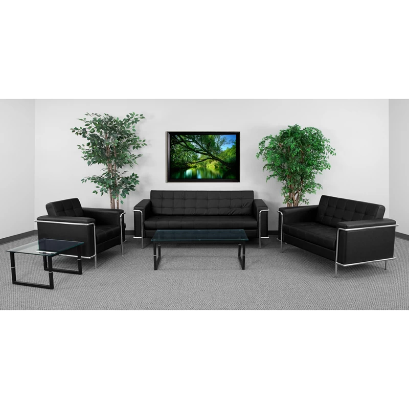 HERCULES Lesley Series Contemporary Black Leather Loveseat With Encasing Frame - By Flash Furniture - Madison Seating 5 HERCULES Lesley Series Contemporary Black Leather Loveseat With Encasing Frame - By Flash Furniture - Madison Seating - Image 3