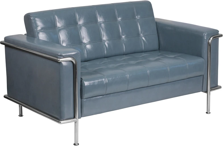 HERCULES Lesley Series Contemporary Gray Leather Loveseat With Encasing Frame - By Flash Furniture - Madison Seating 3 HERCULES Lesley Series Contemporary Gray Leather Loveseat With Encasing Frame - By Flash Furniture - Madison Seating
