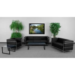 HERCULES Regal Series Contemporary Black Leather Loveseat With Encasing Frame - By Flash Furniture - Madison Seating -Furniture Sales Store HERCULES Regal Series Contemporary Black Leather Loveseat with Encasing Frame by Flash Furniture 2