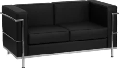 HERCULES Regal Series Contemporary Black Leather Loveseat With Encasing Frame - By Flash Furniture - Madison Seating