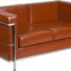 HERCULES Regal Series Contemporary Cognac Leather Loveseat With Encasing Frame - By Flash Furniture - Madison Seating