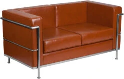 HERCULES Regal Series Contemporary Cognac Leather Loveseat With Encasing Frame - By Flash Furniture - Madison Seating
