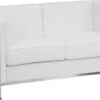 HERCULES Regal Series Contemporary Melrose White Leather Loveseat With Encasing Frame - By Flash Furniture - Madison Seating -Furniture Sales Store HERCULES Regal Series Contemporary Melrose White Leather Loveseat with Encasing Frame by Flash Furniture