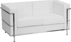 HERCULES Regal Series Contemporary Melrose White Leather Loveseat With Encasing Frame - By Flash Furniture - Madison Seating