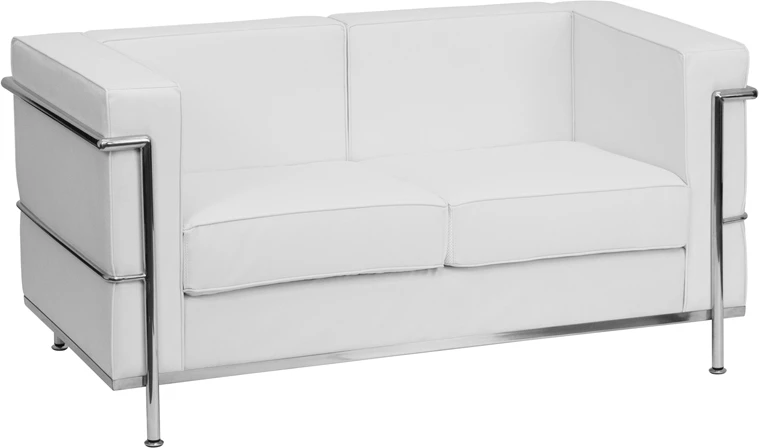 HERCULES Regal Series Contemporary Melrose White Leather Loveseat With Encasing Frame - By Flash Furniture - Madison Seating 3 HERCULES Regal Series Contemporary Melrose White Leather Loveseat With Encasing Frame - By Flash Furniture - Madison Seating