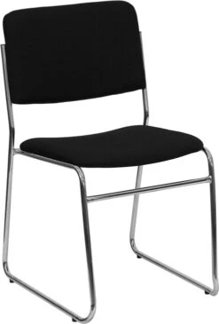 HERCULES Series 1000 Lb. Capacity Black Fabric High Density Stacking Chair With Chrome Sled Base - By Flash Furniture - Madison Seating