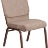 HERCULES Series 18.5''W Stacking Church Chair In Beige Fabric - Copper Vein Frame - By Flash Furniture - Madison Seating