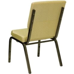 HERCULES Series 18.5''W Stacking Church Chair In Beige Patterned Fabric - Gold Vein Frame - By Flash Furniture - Madison Seating -Furniture Sales Store HERCULES Series 18.5W Stacking Church Chair in Beige Patterned Fabric Gold Vein Frame by Flash Furniture 4