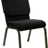 HERCULES Series 18.5''W Stacking Church Chair In Black Dot Patterned Fabric - Gold Vein Frame - By Flash Furniture - Madison Seating -Furniture Sales Store HERCULES Series 18.5W Stacking Church Chair in Black Dot Patterned Fabric Gold Vein Frame by Flash Furniture