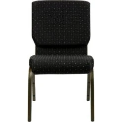HERCULES Series 18.5''W Stacking Church Chair In Black Dot Patterned Fabric - Gold Vein Frame - By Flash Furniture - Madison Seating -Furniture Sales Store HERCULES Series 18.5W Stacking Church Chair in Black Dot Patterned Fabric Gold Vein Frame by Flash Furniture 6