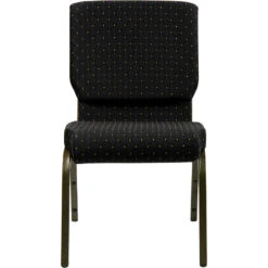 HERCULES Series 18.5''W Stacking Church Chair In Black Dot Patterned Fabric - Gold Vein Frame - By Flash Furniture - Madison Seating -Furniture Sales Store HERCULES Series 18.5W Stacking Church Chair in Black Dot Patterned Fabric Gold Vein Frame by Flash Furniture 7
