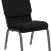 HERCULES Series 18.5''W Stacking Church Chair In Black Fabric - Silver Vein Frame - By Flash Furniture - Madison Seating