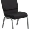 HERCULES Series 18.5''W Stacking Church Chair In Black Patterned Fabric - Silver Vein Frame - By Flash Furniture - Madison Seating -Furniture Sales Store HERCULES Series 18.5W Stacking Church Chair in Black Patterned Fabric Silver Vein Frame by Flash Furniture