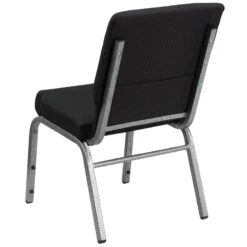 HERCULES Series 18.5''W Stacking Church Chair In Black Patterned Fabric - Silver Vein Frame - By Flash Furniture - Madison Seating -Furniture Sales Store HERCULES Series 18.5W Stacking Church Chair in Black Patterned Fabric Silver Vein Frame by Flash Furniture 3