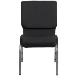 HERCULES Series 18.5''W Stacking Church Chair In Black Patterned Fabric - Silver Vein Frame - By Flash Furniture - Madison Seating -Furniture Sales Store HERCULES Series 18.5W Stacking Church Chair in Black Patterned Fabric Silver Vein Frame by Flash Furniture 4