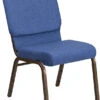 HERCULES Series 18.5''W Stacking Church Chair In Blue Fabric - Gold Vein Frame - By Flash Furniture - Madison Seating