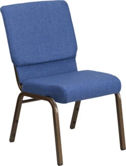 HERCULES Series 18.5''W Stacking Church Chair In Blue Fabric - Gold Vein Frame - By Flash Furniture - Madison Seating