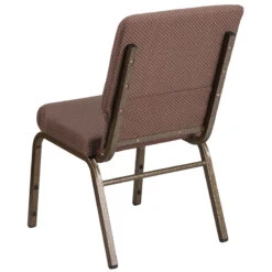 HERCULES Series 18.5''W Stacking Church Chair In Brown Dot Fabric - Gold Vein Frame - By Flash Furniture - Madison Seating -Furniture Sales Store HERCULES Series 18.5W Stacking Church Chair in Brown Dot Fabric Gold Vein Frame by Flash Furniture 2