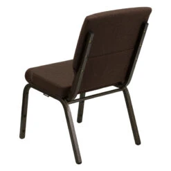 HERCULES Series 18.5''W Stacking Church Chair In Brown Fabric - Gold Vein Frame - By Flash Furniture - Madison Seating -Furniture Sales Store HERCULES Series 18.5W Stacking Church Chair in Brown Fabric Gold Vein Frame by Flash Furniture 3 1