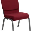 HERCULES Series 18.5''W Stacking Church Chair In Burgundy Fabric - Silver Vein Frame - By Flash Furniture - Madison Seating